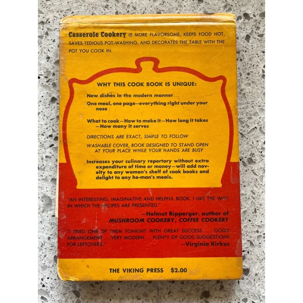 Vintage 1948 Casserole Cookery One-Dish Meals Marian Nino Tracy Cookbook Spiral